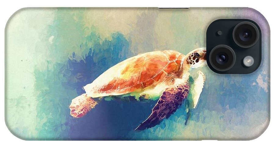 Sea Turtle iPhone Case featuring the painting Sea Turtle by Modern Art