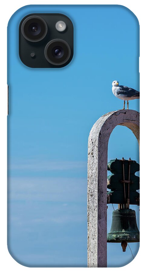 Animal iPhone Case featuring the photograph Seagull and the bell by Paulo Goncalves