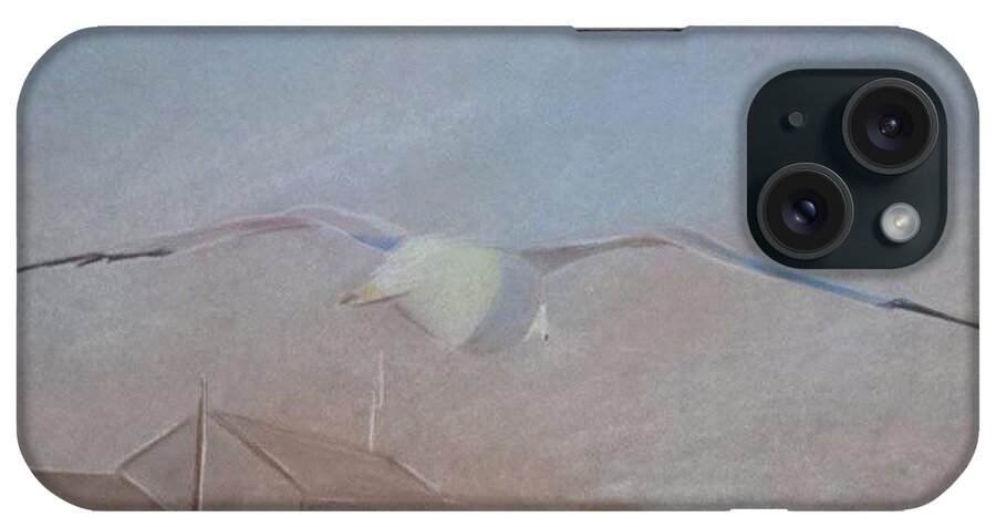 Pastels iPhone Case featuring the pastel Seagull by Betsy Carlson Cross