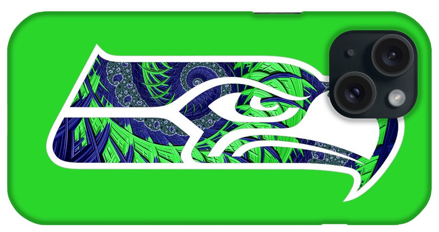 Lime Green iPhone Case featuring the digital art Seahawks Fractal by Becky Herrera
