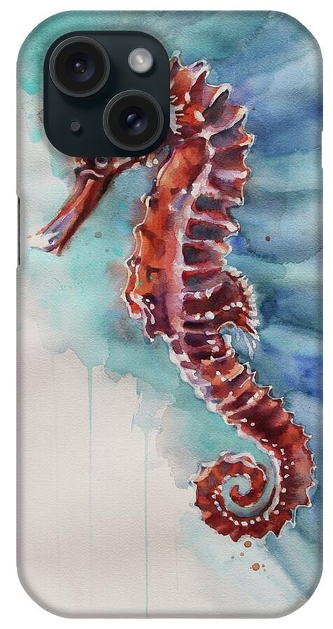 Beach iPhone Case featuring the painting Seahorse 2 by Tracy Male