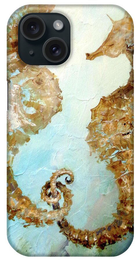 Seahorse iPhone Case featuring the painting Seahorses In Love 2017 by Dina Dargo