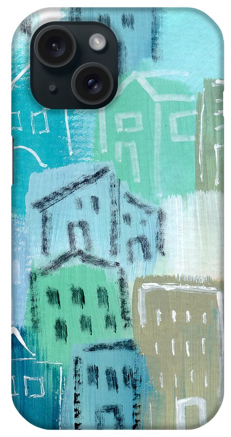 Houses iPhone Case featuring the painting Seaside City- Art by Linda Woods by Linda Woods