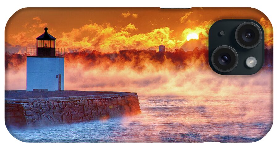 Derby Wharf Salem iPhone Case featuring the photograph Seasmoke at Salem Lighthouse by Jeff Folger