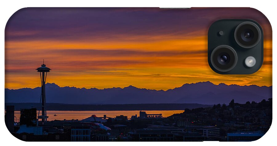 Seattle Sunset iPhone Case featuring the photograph Seattle Olympic Mountain Range Sunset by Pelo Blanco Photo
