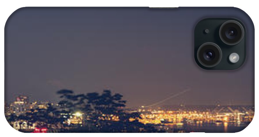Seattle Skyline iPhone Case featuring the photograph Seattle Skyline at night 1 by Mati Krimerman
