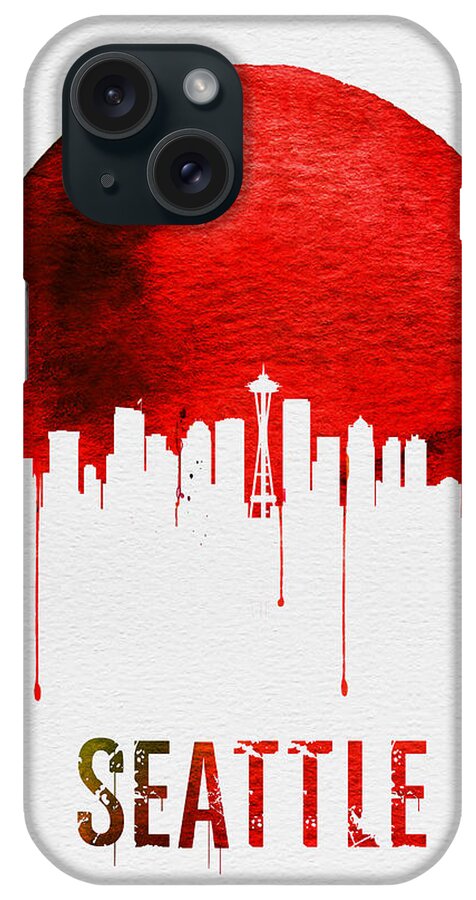 Seattle iPhone Case featuring the painting Seattle Skyline Red by Naxart Studio