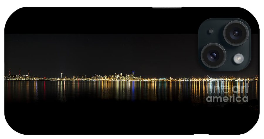 Seattle iPhone Case featuring the photograph Seattle Washington Skyline from Alki Seacrest Park at 10mm by Patrick Fennell