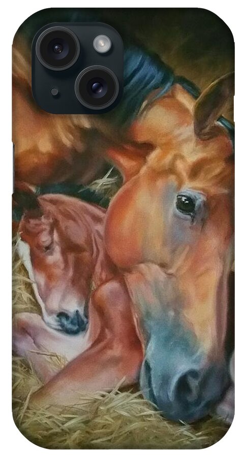 Horse;equine Art; Beautiful; Animal Art; Charice Cooper;mare And Foal; Foal; Colt;filly iPhone Case featuring the painting Second Chances by Charice Cooper
