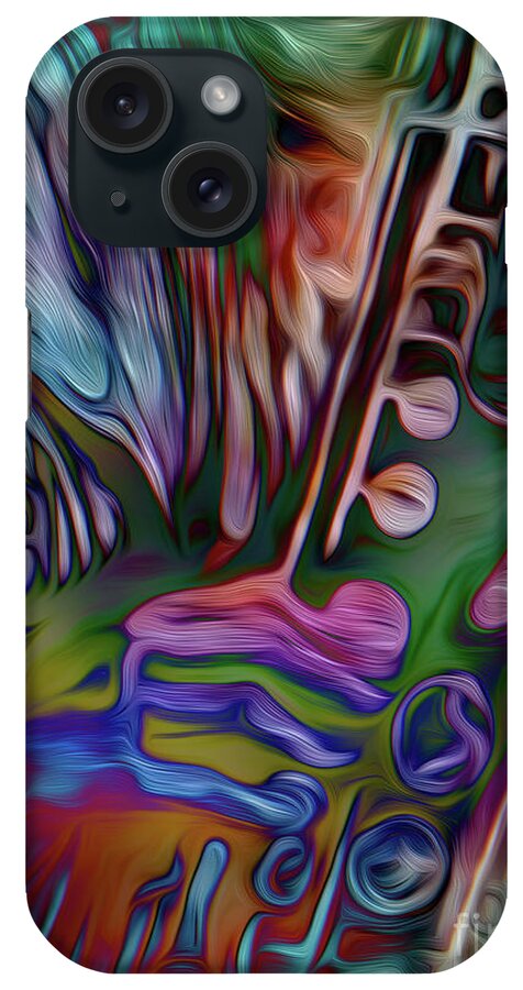 Abstract iPhone Case featuring the mixed media See the Music 3 by Mike Massengale