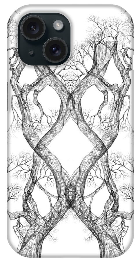 Ink iPhone Case featuring the digital art SEEING Tree 40 Hybrid1 by Brian Kirchner