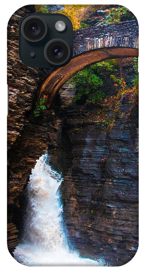 Water Fall iPhone Case featuring the photograph Sentry Bridge of Watkins Glen #1 by Mindy Musick King