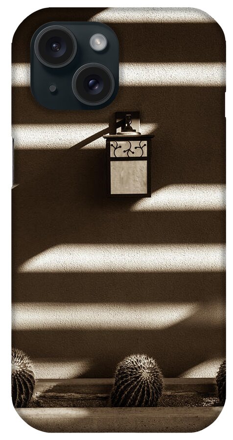 Arizona iPhone Case featuring the photograph Sepia Stucco Shadows by Glenn DiPaola
