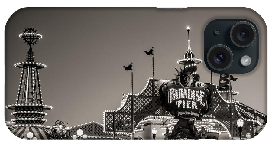 California iPhone Case featuring the photograph Sepia Tones Disney California Adventure Paradise Pier by Chuck Kuhn