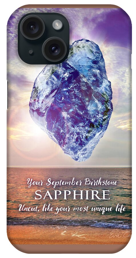 September iPhone Case featuring the digital art September Birthstone Sapphire by Evie Cook