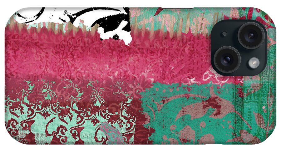 Fabric iPhone Case featuring the painting Serendipity Damask Batik I by Mindy Sommers