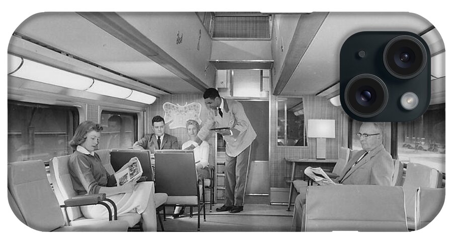 Passenger Trains iPhone Case featuring the photograph Serving Passengers in Bilevel 400 - 1958 by Chicago and North Western Historical Society