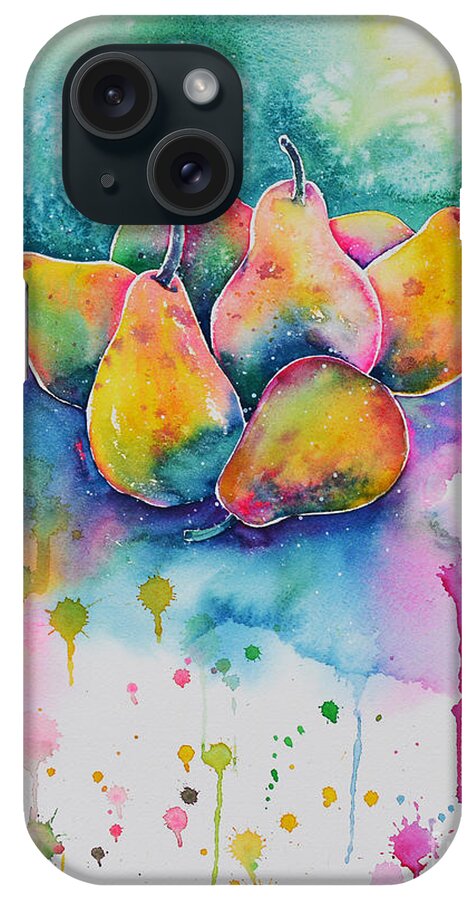 Pear iPhone Case featuring the painting Seven Pears on the Table by Zaira Dzhaubaeva