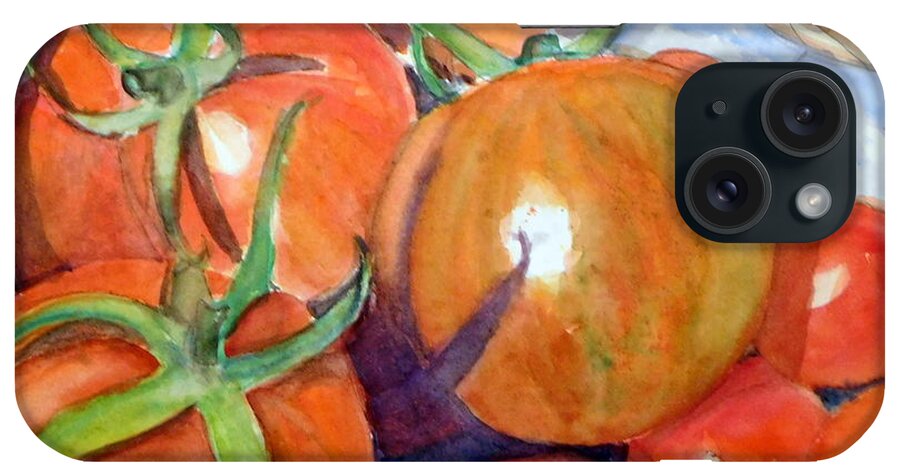 Tomatoes iPhone Case featuring the painting Shades of Ripening by Anna Jacke