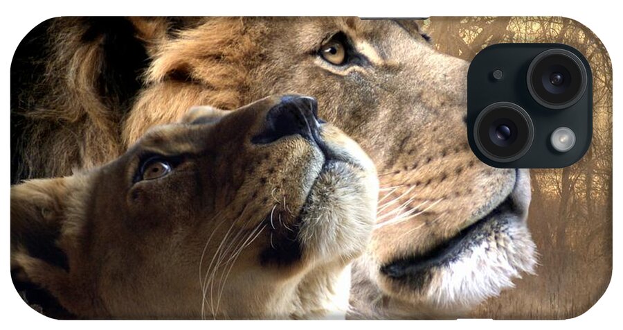 Lions iPhone Case featuring the digital art Sharing the Vision by Bill Stephens
