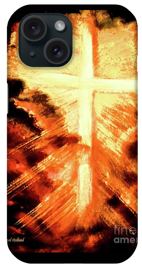 The Cross iPhone Case featuring the painting Light Shattering Darkness by Hazel Holland