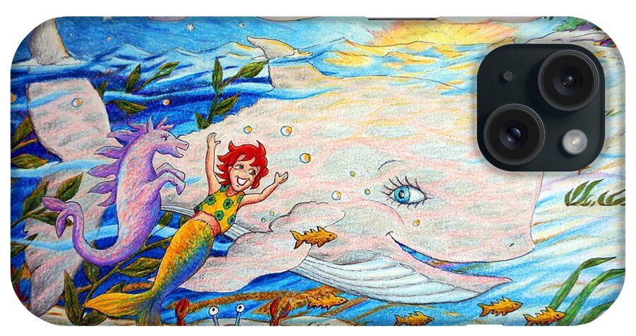 Mermaid iPhone Case featuring the painting She Joyfully Swims by Matt Konar