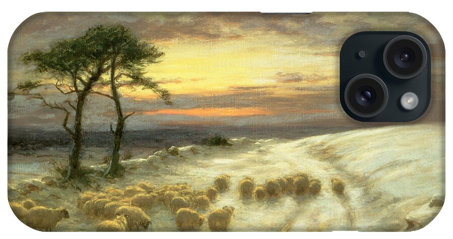 Sheep iPhone Case featuring the painting Sheep in the Snow by Joseph Farquharson