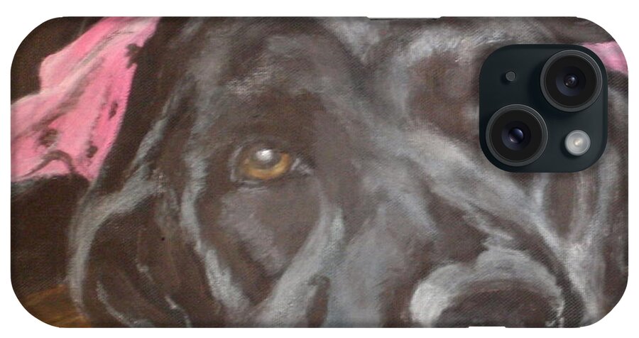 Black Labrador iPhone Case featuring the painting Shelby by Carol Russell