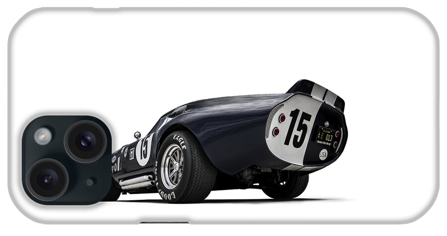 #faatoppicks Daytona Cobra Racing Sports Car Coupe Motor Sports Automotive Auto Transportation Transport Car iPhone Case featuring the digital art Daytona by Douglas Pittman