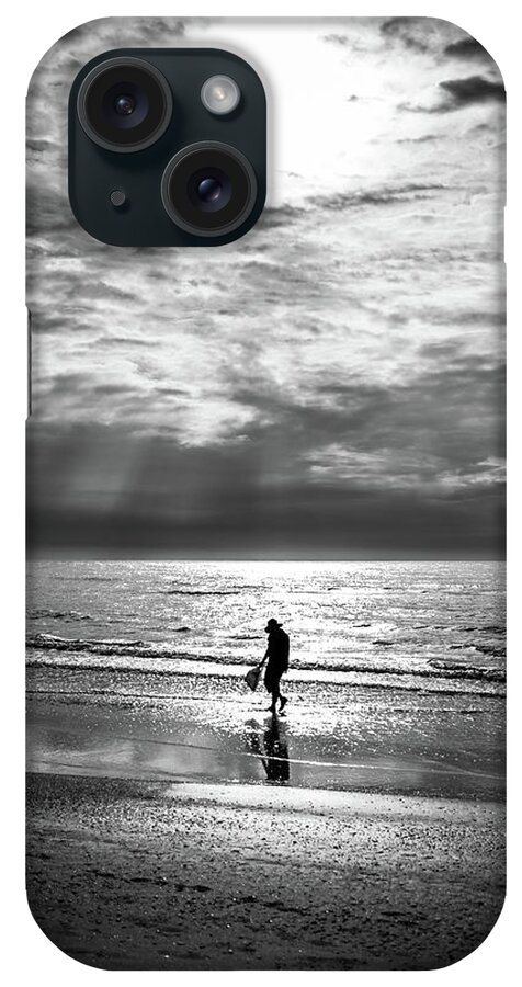 Beautiful iPhone Case featuring the photograph Shell fishing - Florida, United States - Black and white street photography by Giuseppe Milo