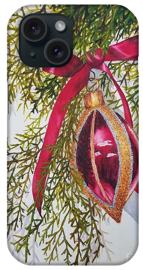Christmas iPhone Case featuring the painting Shiny Reflections by Lisa Debaets