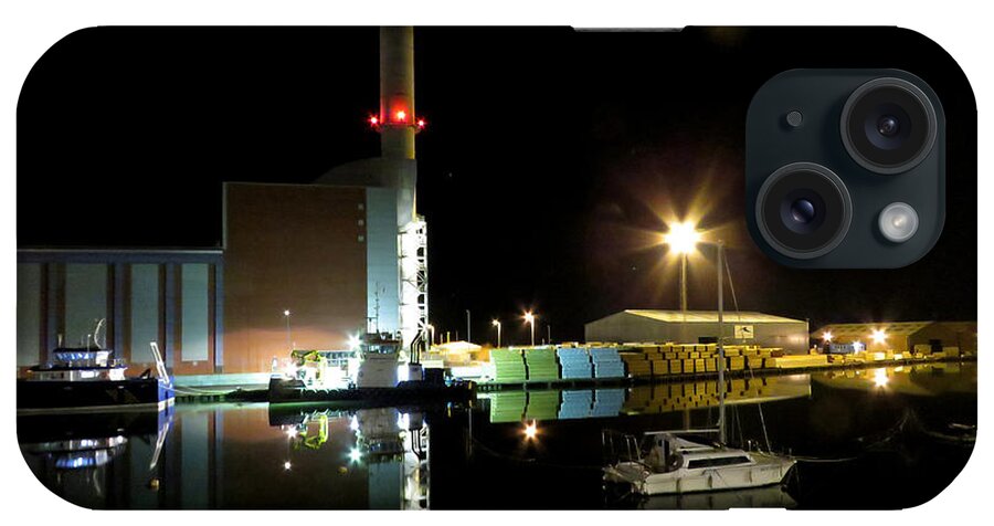 Shoreham Power Station iPhone Case featuring the photograph Shoreham Power Station Night Reflection 2 by John Topman