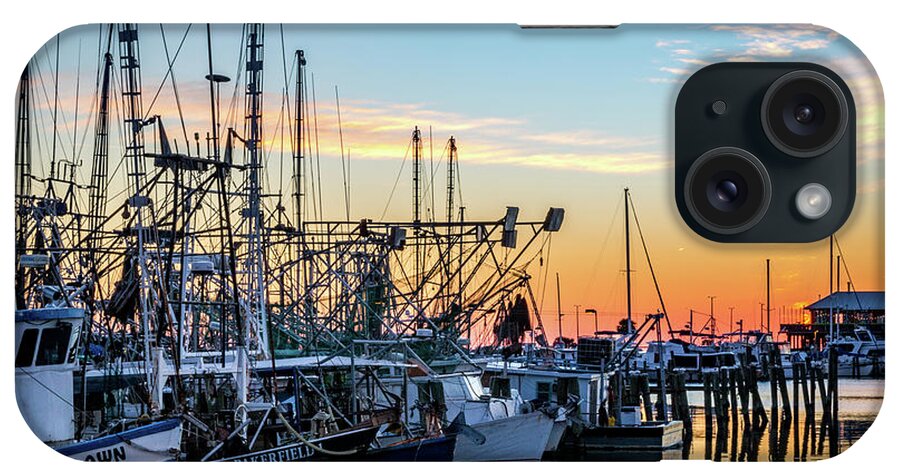 Sunset iPhone Case featuring the photograph Shrimp Boat Lineup by JASawyer Imaging