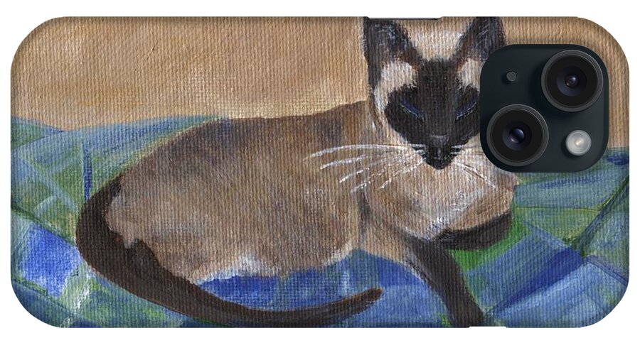 Animal iPhone Case featuring the painting Siamese Nap by Jamie Frier