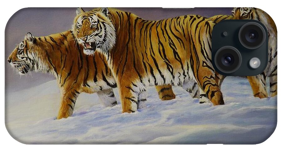 Tiger iPhone Case featuring the painting Siberian Sunlight by Barry BLAKE