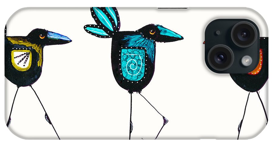 Crows iPhone Case featuring the painting Silly Crows by Jan Killian