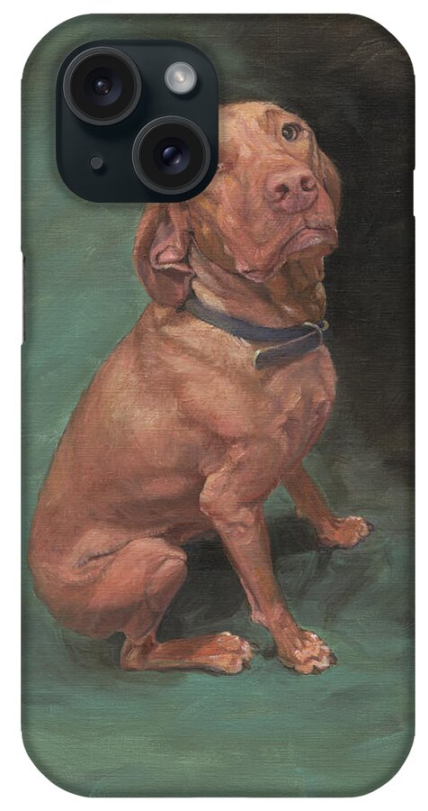 Oil Painting iPhone Case featuring the painting Silly Vizsla by Susan Hensel