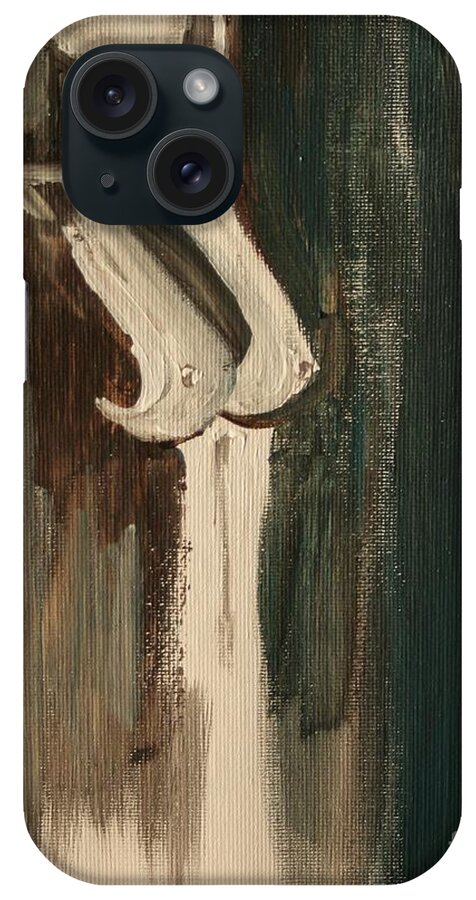 Nude iPhone Case featuring the painting Silver Silhouette by Julie Lueders 