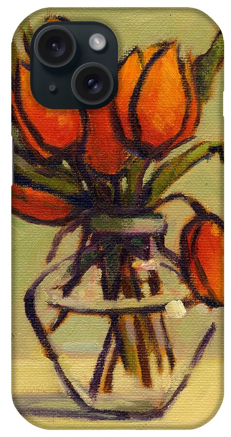 Orange iPhone Case featuring the painting Simple Elegance by Konnie Kim