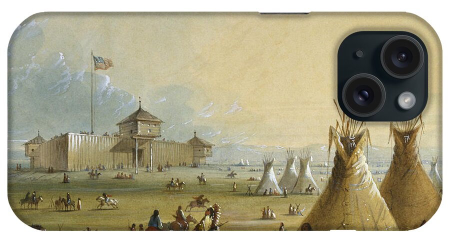1840 iPhone Case featuring the painting Sioux At Fort Laramie, 1837 by Alfred Jacob Miller