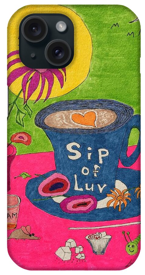  iPhone Case featuring the painting Sip of Luv by Lew Hagood