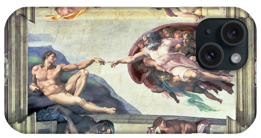 Sistine iPhone Case featuring the painting Sistine Chapel Ceiling Creation of Adam by Michelangelo