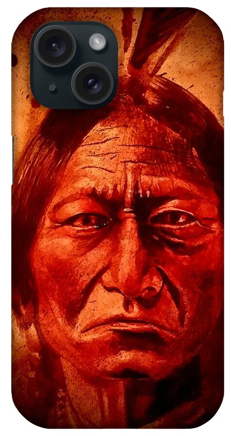 Ryan Almighty iPhone Case featuring the painting SITTING BULL - wet blood by Ryan Almighty