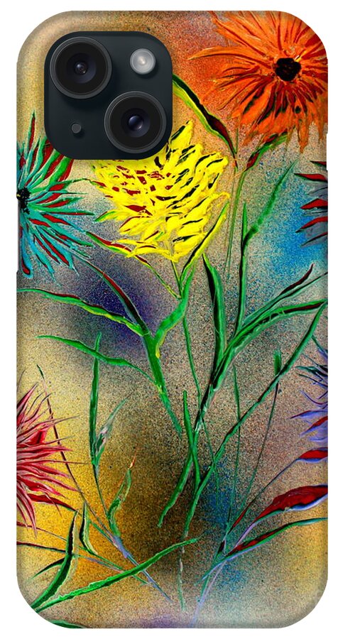 Nature iPhone Case featuring the painting Six Flowers - E by Greg Moores