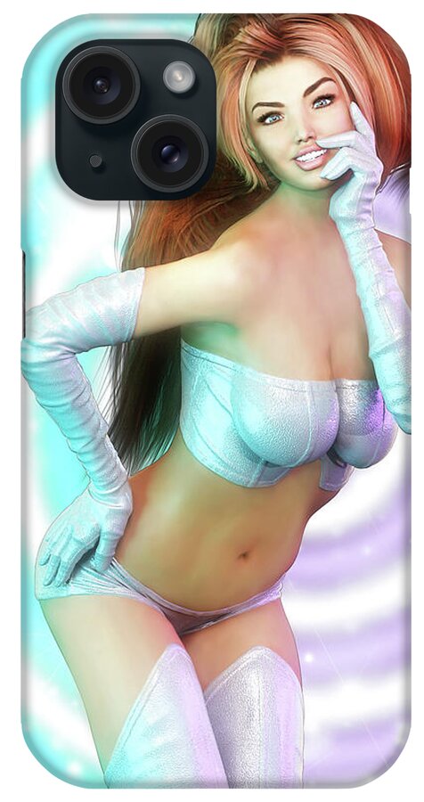 Pin-up iPhone Case featuring the digital art Sixties Mod Pin-Up by Alicia Hollinger