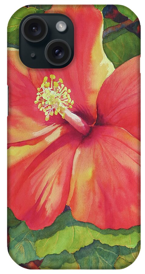 Hibiscus iPhone Case featuring the painting Sizzle by Judy Mercer
