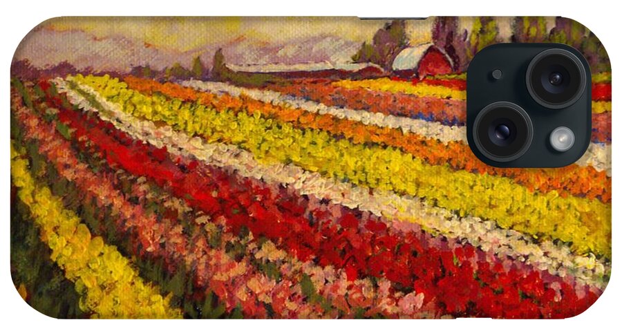 Skagit iPhone Case featuring the painting Skagit Valley Tulip Field by Charles Munn
