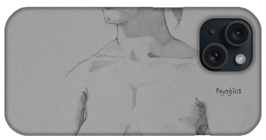 Female iPhone Case featuring the drawing Sketch for Marie seated by Ray Agius