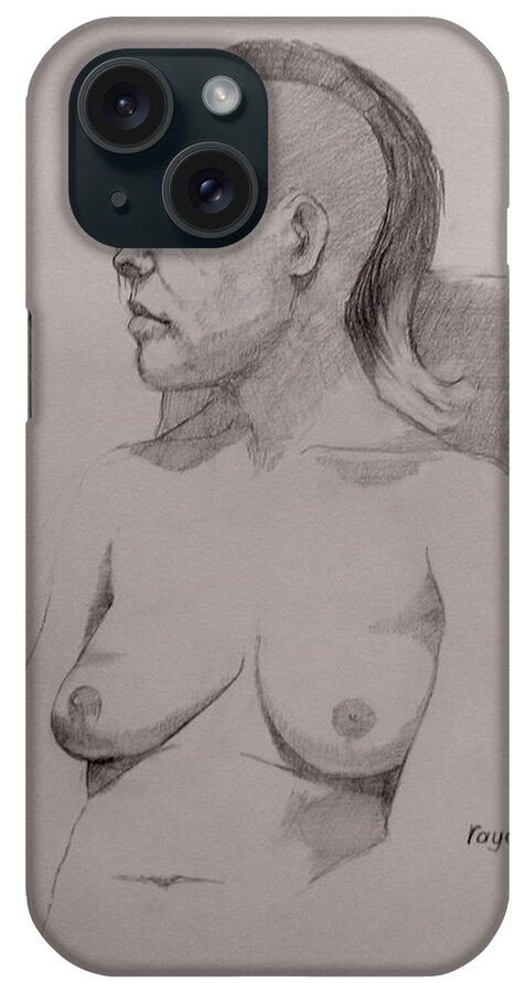 Female iPhone Case featuring the drawing Sketch for sitting Cassie by Ray Agius