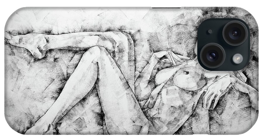 Art iPhone Case featuring the drawing SketchBook Page 46 Drawing Woman Classical Sitting Pose by Dimitar Hristov